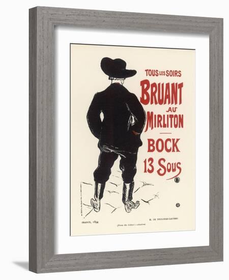 Aristide Bruant Sings at the Mirliton Paris Every Evening, and the Beer is Only 13 Sous-Henri de Toulouse-Lautrec-Framed Art Print