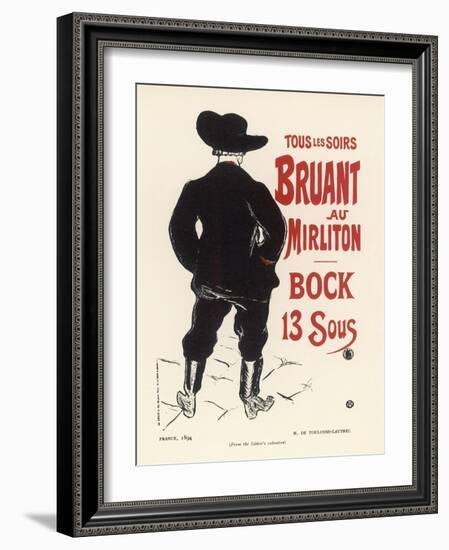 Aristide Bruant Sings at the Mirliton Paris Every Evening, and the Beer is Only 13 Sous-Henri de Toulouse-Lautrec-Framed Art Print