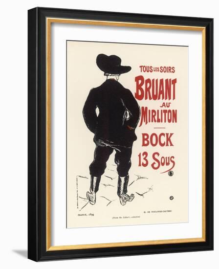 Aristide Bruant Sings at the Mirliton Paris Every Evening, and the Beer is Only 13 Sous-Henri de Toulouse-Lautrec-Framed Art Print