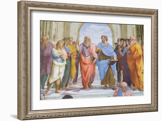 Aristotle and Plato: Detail from the School of Athens in the Stanza Della Segnatura, 1510-11 (Fresc-Raphael (1483-1520)-Framed Giclee Print