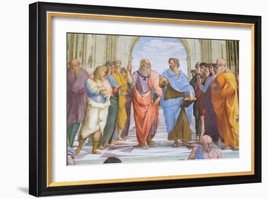 Aristotle and Plato: Detail from the School of Athens in the Stanza Della Segnatura, 1510-11 (Fresc-Raphael (1483-1520)-Framed Giclee Print