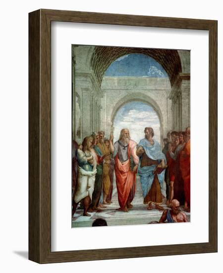 Aristotle and Plato: Detail from the School of Athens in the Stanza Della Segnatura, 1510-11-Raphael-Framed Giclee Print