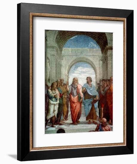 Aristotle and Plato: Detail from the School of Athens in the Stanza Della Segnatura, 1510-11-Raphael-Framed Giclee Print