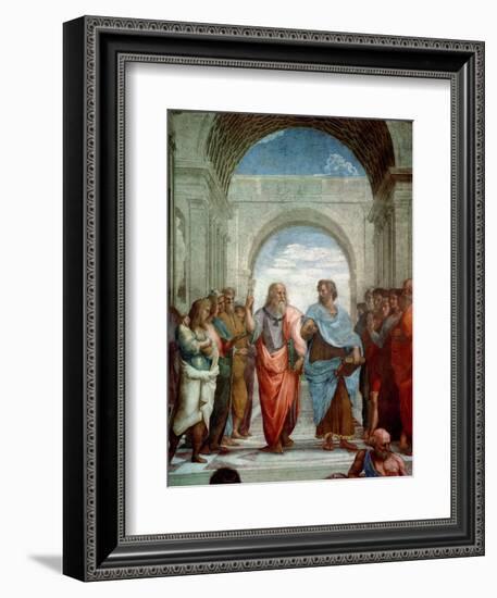 Aristotle and Plato: Detail from the School of Athens in the Stanza Della Segnatura, 1510-11-Raphael-Framed Giclee Print