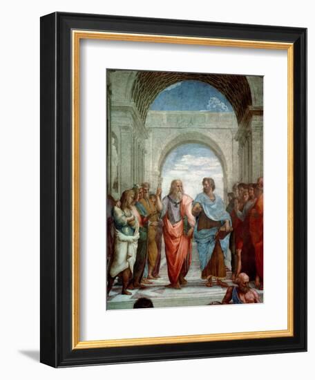 Aristotle and Plato: Detail from the School of Athens in the Stanza Della Segnatura, 1510-11-Raphael-Framed Giclee Print