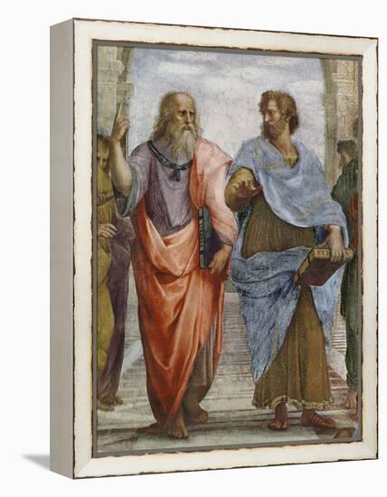 Aristotle and Plato: Detail of School of Athens, 1510-11 (Fresco) (Detail of 472)-Raphael-Framed Premier Image Canvas