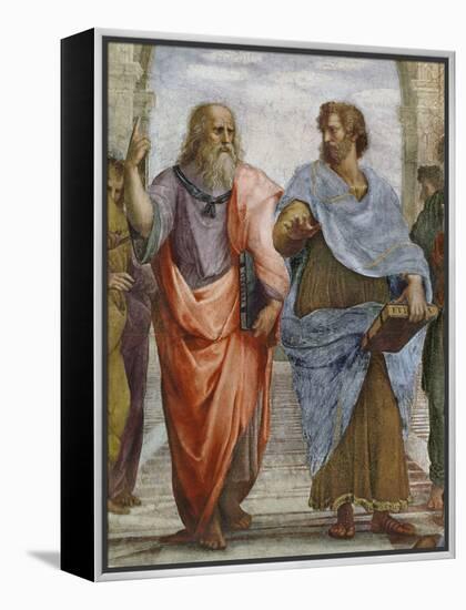 Aristotle and Plato: Detail of School of Athens, 1510-11 (Fresco) (Detail of 472)-Raphael-Framed Premier Image Canvas