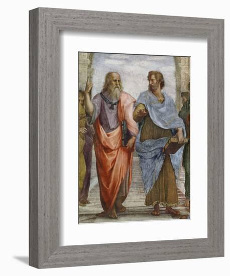 Aristotle and Plato: Detail of School of Athens, 1510-11 (Fresco) (Detail of 472)-Raphael-Framed Premium Giclee Print