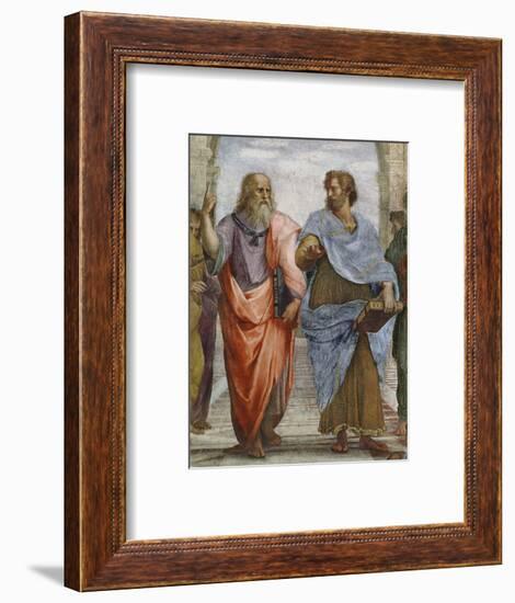 Aristotle and Plato: Detail of School of Athens, 1510-11 (Fresco) (Detail of 472)-Raphael-Framed Premium Giclee Print