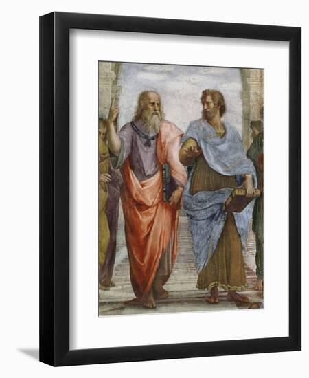 Aristotle and Plato: Detail of School of Athens, 1510-11 (Fresco) (Detail of 472)-Raphael-Framed Premium Giclee Print