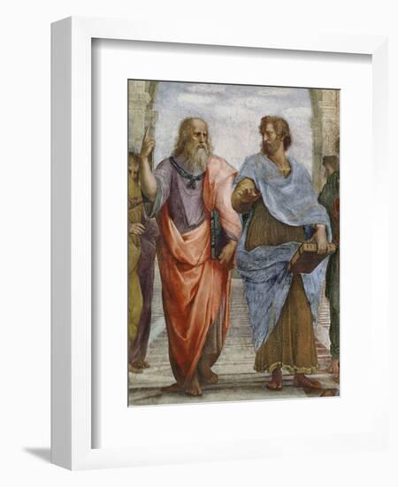 Aristotle and Plato: Detail of School of Athens, 1510-11 (Fresco) (Detail of 472)-Raphael-Framed Premium Giclee Print