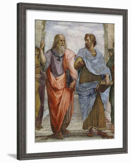 Aristotle and Plato: Detail of School of Athens, 1510-11 (Fresco) (Detail of 472)-Raphael-Framed Giclee Print