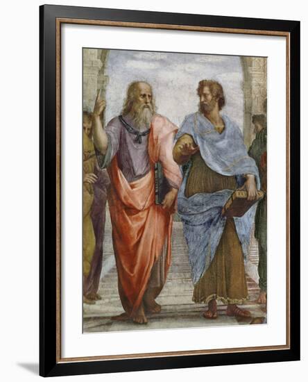 Aristotle and Plato: Detail of School of Athens, 1510-11 (Fresco) (Detail of 472)-Raphael-Framed Giclee Print