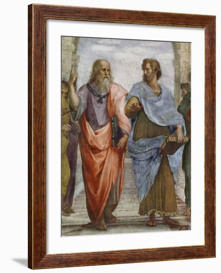 Aristotle and Plato: Detail of School of Athens, 1510-11 (Fresco) (Detail of 472)-Raphael-Framed Giclee Print