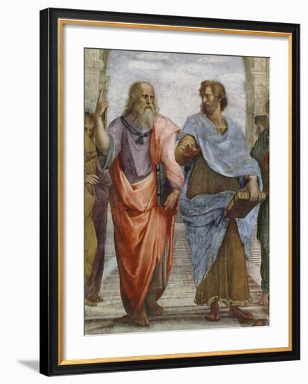 Aristotle and Plato: Detail of School of Athens, 1510-11 (Fresco) (Detail of 472)-Raphael-Framed Giclee Print