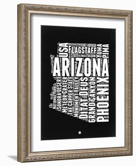 Arizona Black and White Map-NaxArt-Framed Art Print