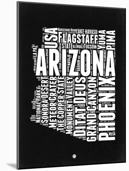 Arizona Black and White Map-NaxArt-Mounted Art Print