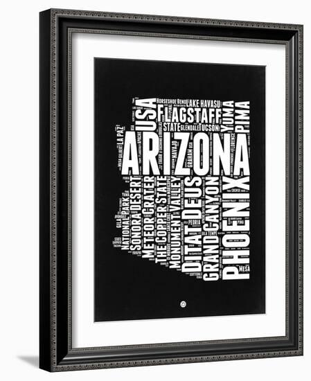 Arizona Black and White Map-NaxArt-Framed Art Print