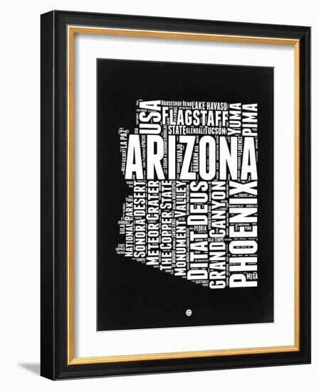 Arizona Black and White Map-NaxArt-Framed Art Print