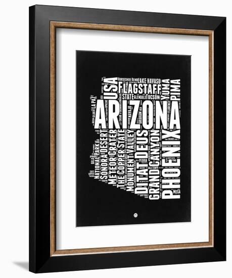 Arizona Black and White Map-NaxArt-Framed Premium Giclee Print