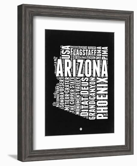 Arizona Black and White Map-NaxArt-Framed Art Print