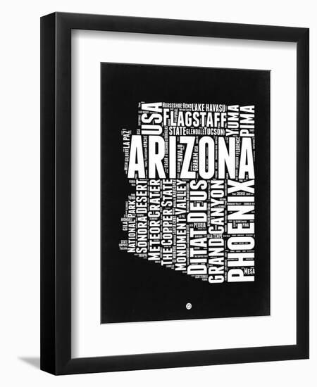 Arizona Black and White Map-NaxArt-Framed Art Print