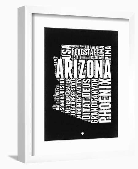 Arizona Black and White Map-NaxArt-Framed Art Print