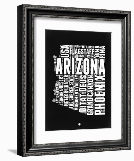 Arizona Black and White Map-NaxArt-Framed Art Print