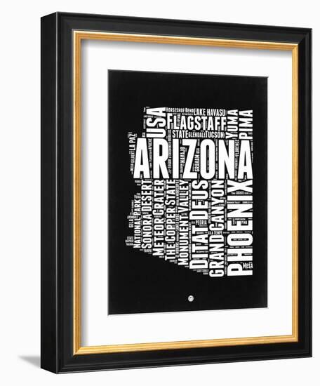 Arizona Black and White Map-NaxArt-Framed Art Print