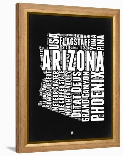 Arizona Black and White Map-NaxArt-Framed Stretched Canvas