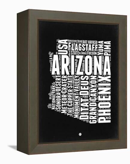 Arizona Black and White Map-NaxArt-Framed Stretched Canvas