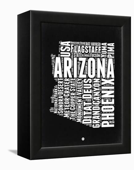 Arizona Black and White Map-NaxArt-Framed Stretched Canvas