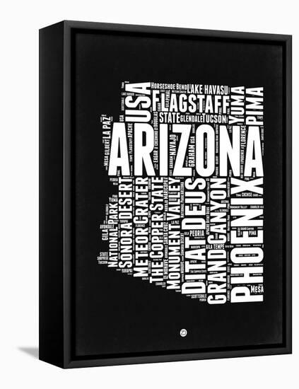 Arizona Black and White Map-NaxArt-Framed Stretched Canvas