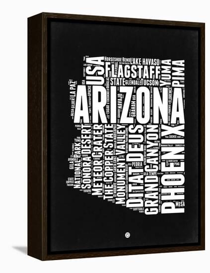 Arizona Black and White Map-NaxArt-Framed Stretched Canvas