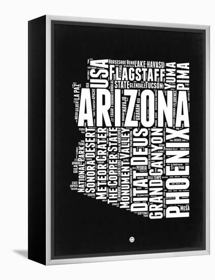 Arizona Black and White Map-NaxArt-Framed Stretched Canvas