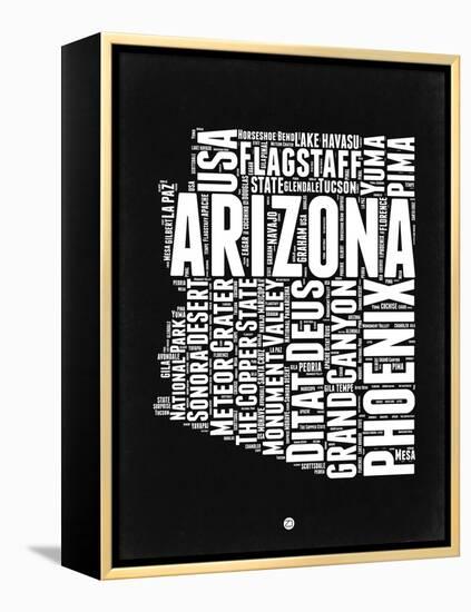 Arizona Black and White Map-NaxArt-Framed Stretched Canvas