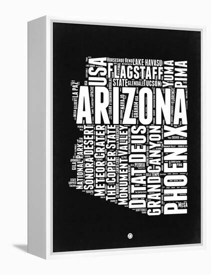 Arizona Black and White Map-NaxArt-Framed Stretched Canvas