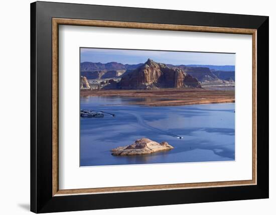 Arizona, Boats on Lake Powell at Wahweap, Far Shoreline Is in Utah-David Wall-Framed Photographic Print