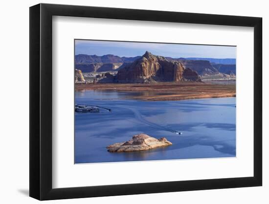 Arizona, Boats on Lake Powell at Wahweap, Far Shoreline Is in Utah-David Wall-Framed Photographic Print