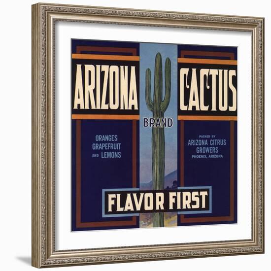 Arizona Cactus Brand - Phoenix, Arizona - Citrus Crate Label-Lantern Press-Framed Art Print