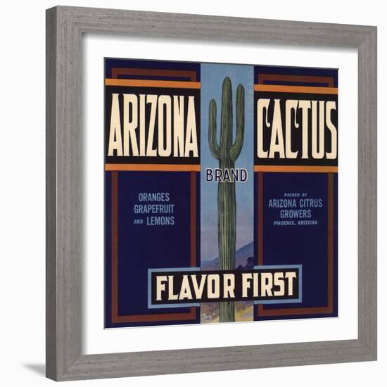 Arizona Cactus Brand - Phoenix, Arizona - Citrus Crate Label-Lantern Press-Framed Art Print