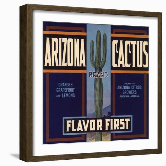 Arizona Cactus Brand - Phoenix, Arizona - Citrus Crate Label-Lantern Press-Framed Art Print