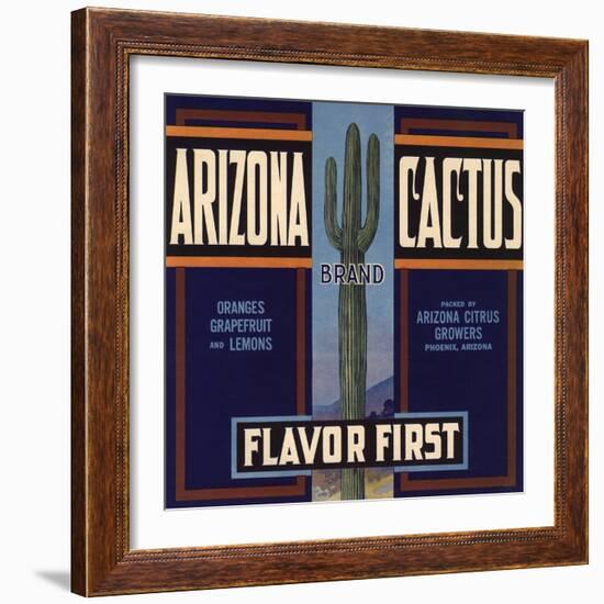 Arizona Cactus Brand - Phoenix, Arizona - Citrus Crate Label-Lantern Press-Framed Art Print