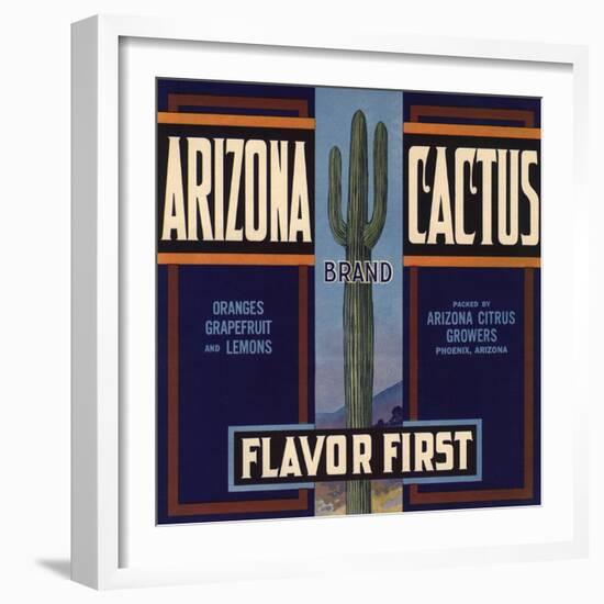 Arizona Cactus Brand - Phoenix, Arizona - Citrus Crate Label-Lantern Press-Framed Art Print