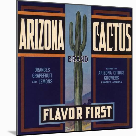 Arizona Cactus Brand - Phoenix, Arizona - Citrus Crate Label-Lantern Press-Mounted Art Print