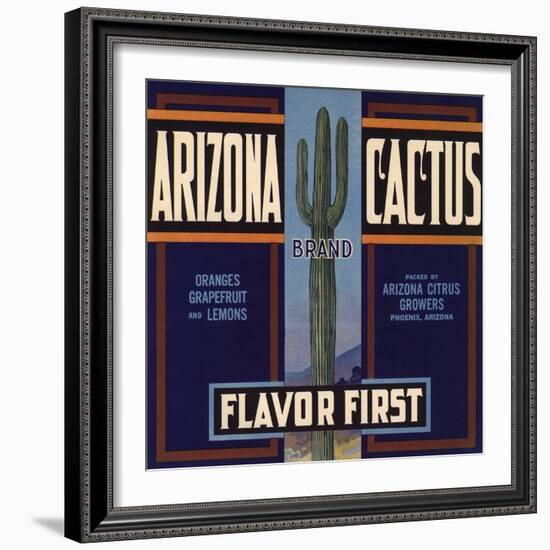 Arizona Cactus Brand - Phoenix, Arizona - Citrus Crate Label-Lantern Press-Framed Art Print