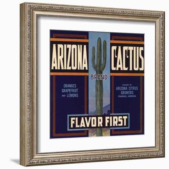 Arizona Cactus Brand - Phoenix, Arizona - Citrus Crate Label-Lantern Press-Framed Art Print