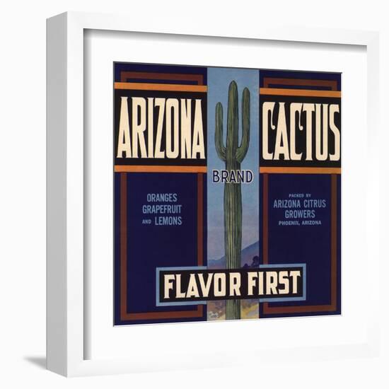 Arizona Cactus Brand - Phoenix, Arizona - Citrus Crate Label-Lantern Press-Framed Art Print