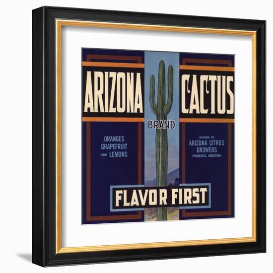 Arizona Cactus Brand - Phoenix, Arizona - Citrus Crate Label-Lantern Press-Framed Art Print