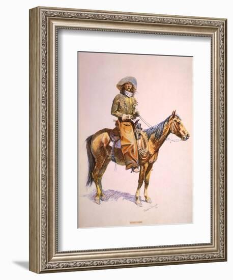 Arizona Cow-Boy on Horseback, Pastel Drawing by Frederic Remington, Ca, 1900--Framed Art Print